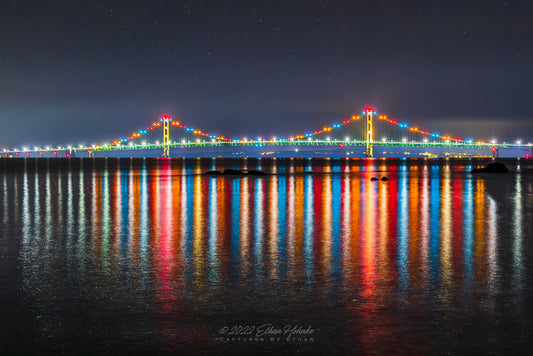 Mighty Mackinac Bridge At Night