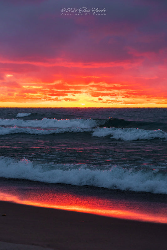 Spectacular Sunset over Lake Michigan from Leland (Portrait Orientation)