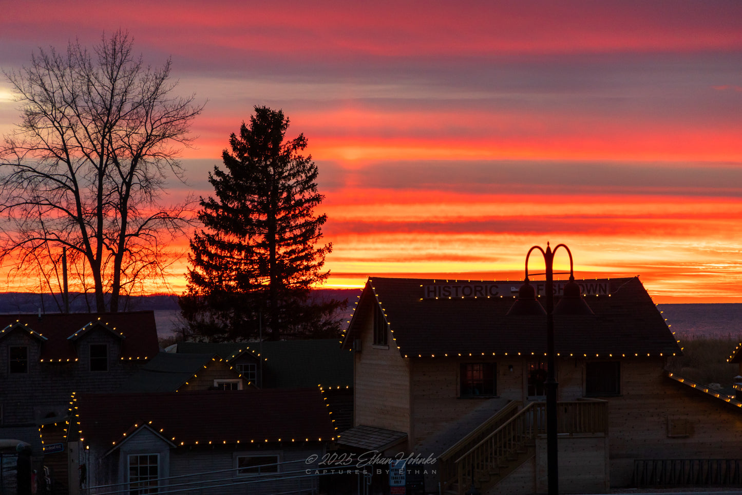Christmas Sunset over Fishtown Leland 2025
